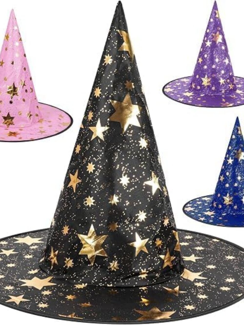 🎃Women 's 4Pcs Witch Hat Wizard Hat Witches Hat Halloween Decor In 4 Colors